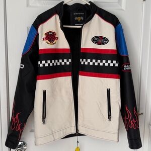 Refinery Republic Men's Black & White Racing mJacket - New Sz L